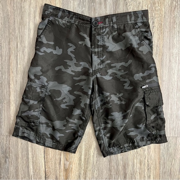 Burnside Board Shorts with Grey and Black Camo Print - Picture 2 of 11